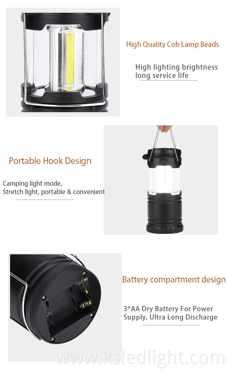 LED Multi Function 2 in 1 Collapsible Rechargeable Camping Light for Emergency Camping Tent Fan Lantern With Hanging Hook